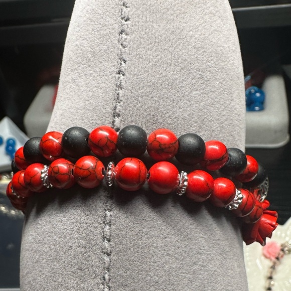 SOLD Rose 🌹 Red Turquoise Bracelet Set ❤️🌹🌹🌹 - Picture 4 of 6